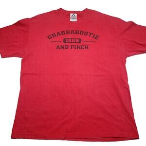 Vintage "Grababootie And Pinch" Graphic Red T-Shirt Humor Size XL